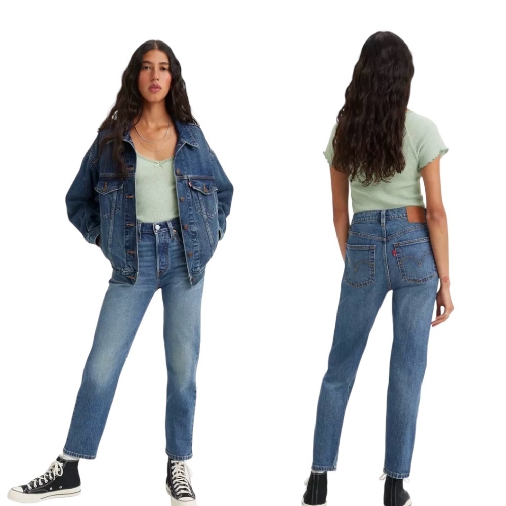 LEVIS 501 Medium Wash Straight Leg Button Fly 5 Pocket High Waist Jeans Sz 34 32
